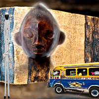 Ancester Watches Over Bus - 12 X 12 Inches